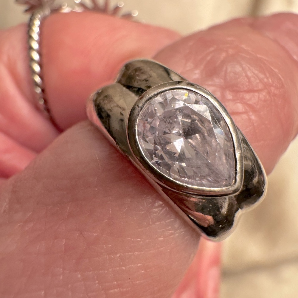 Maria Melinda Sterling Silver Ring with Simulated Diamond